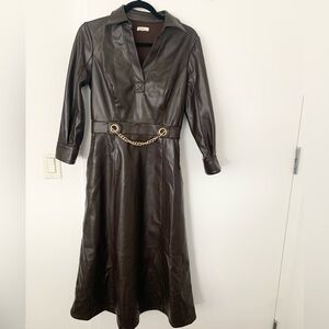 Shoshanna vegan leather dress chocolate brown